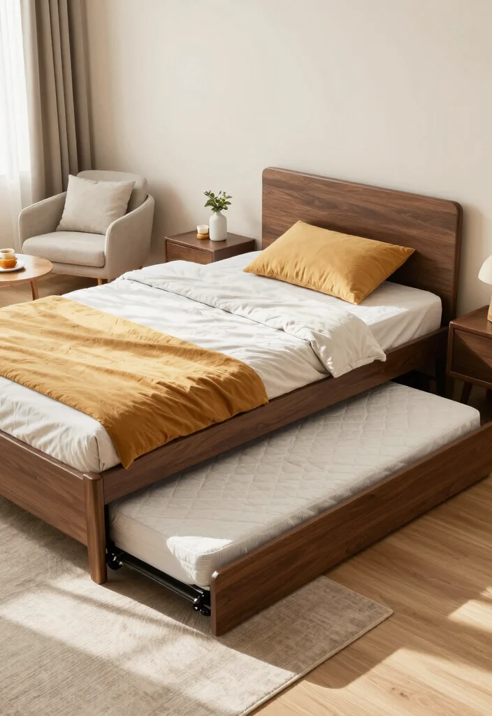 10 Bed in Living Room Ideas for Tiny Apartments 47 10 Bed in Living Room Ideas for Tiny Apartments 7. Trundle Beds Sleepover Ready 0