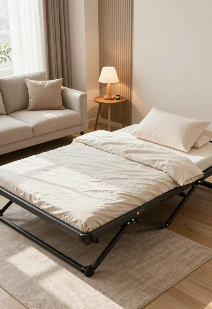 10 Bed in Living Room Ideas for Tiny Apartments 49 10 Bed in Living Room Ideas for Tiny Apartments 9. Foldable Beds Convenient and Compact 0