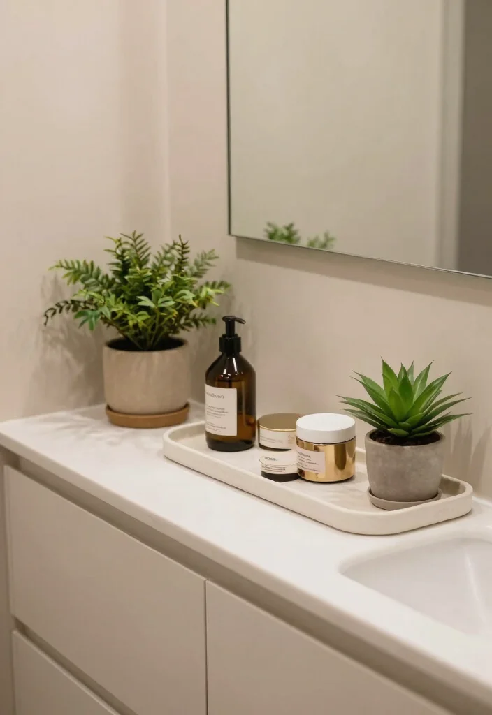 10 Beige Toilet Bathroom Ideas with Soft Neutral Style 6. Accent Pieces 0