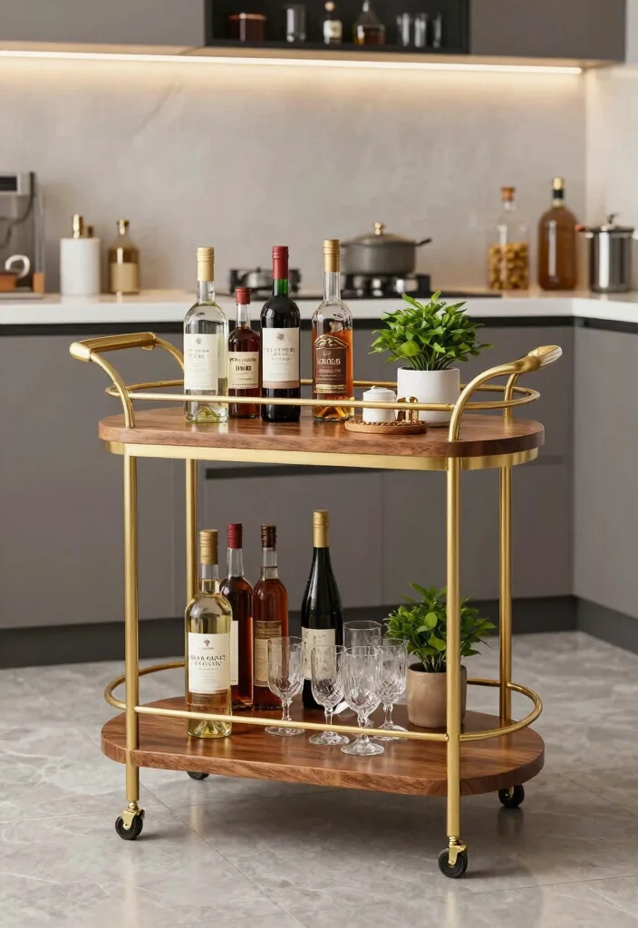 10 Small Space Kitchen Bar Table Ideas That Work 23 10 Small Space Kitchen Bar Table Ideas That Work 3. Bar Cart with Table Top 0