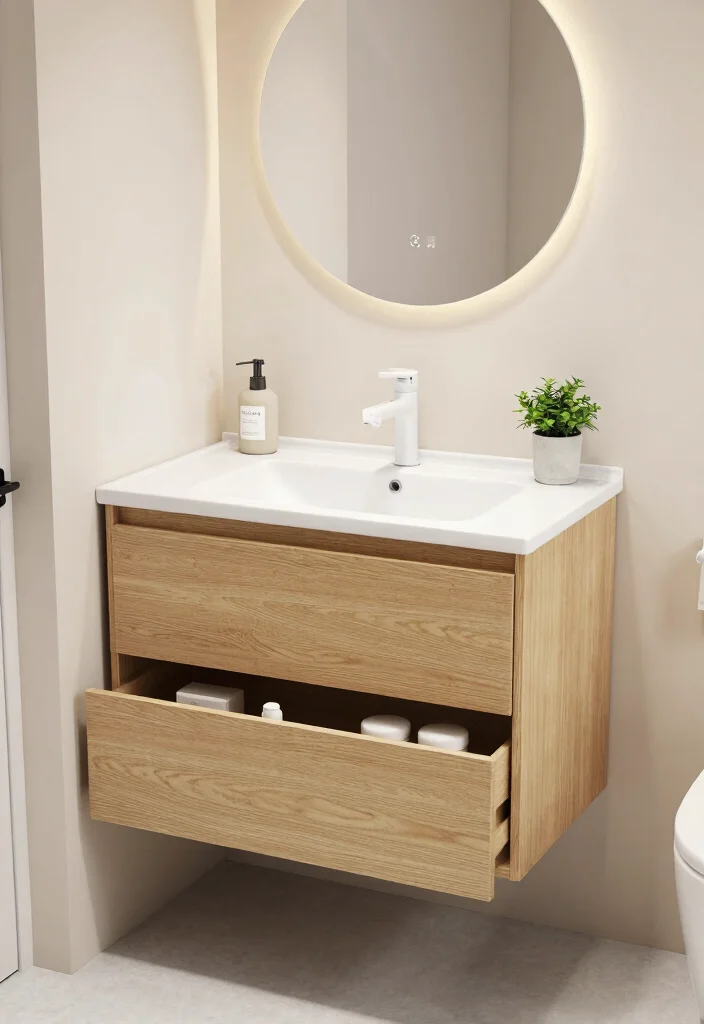 10 Tiny Bathroom Decor Ideas for Stylish Small Spaces 2. Compact Vanity with Storage 0