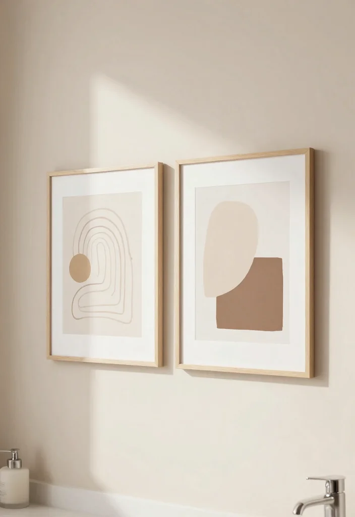 10 Tiny Bathroom Decor Ideas for Stylish Small Spaces 3. Minimalist Wall Art 0