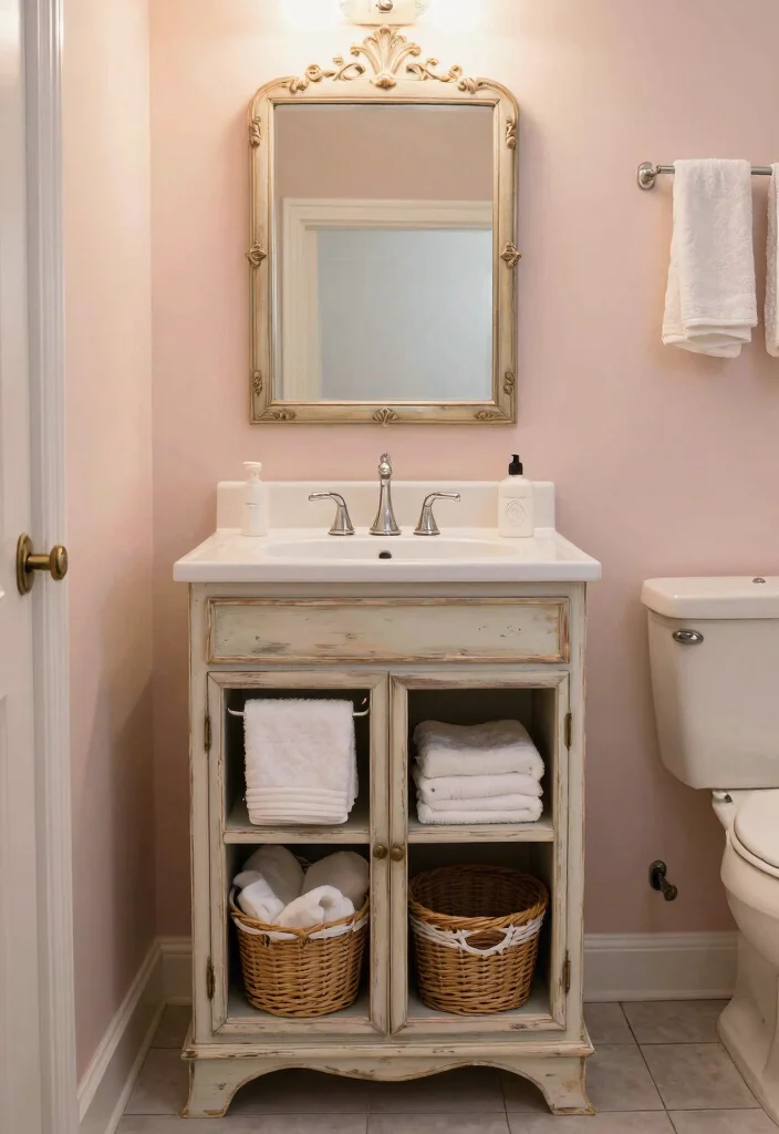 10 Very Small Bathroom Ideas with Tub That Actually Work 4. Vintage Cabinetry and Storage Solutions 0