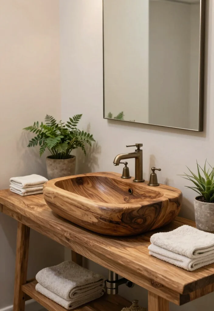 12 Bathroom Sink Ideas for Style and Everyday Use 1. Reclaimed Wood Sink 0
