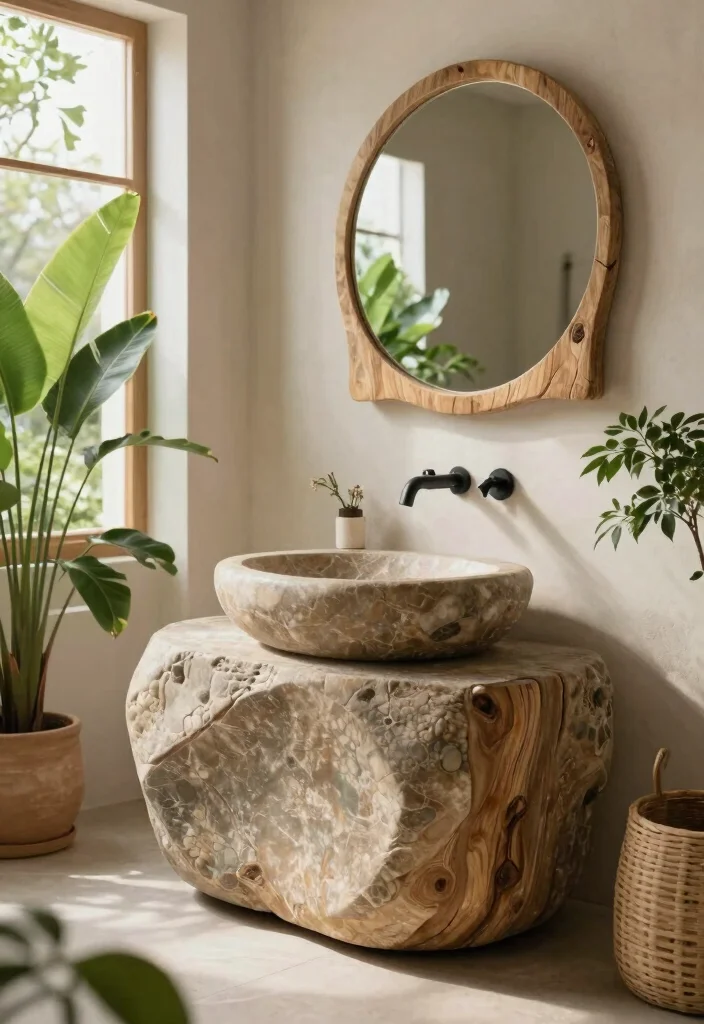 12 Bathroom Sink Ideas for Style and Everyday Use 10. Nature Inspired Sink Designs 0