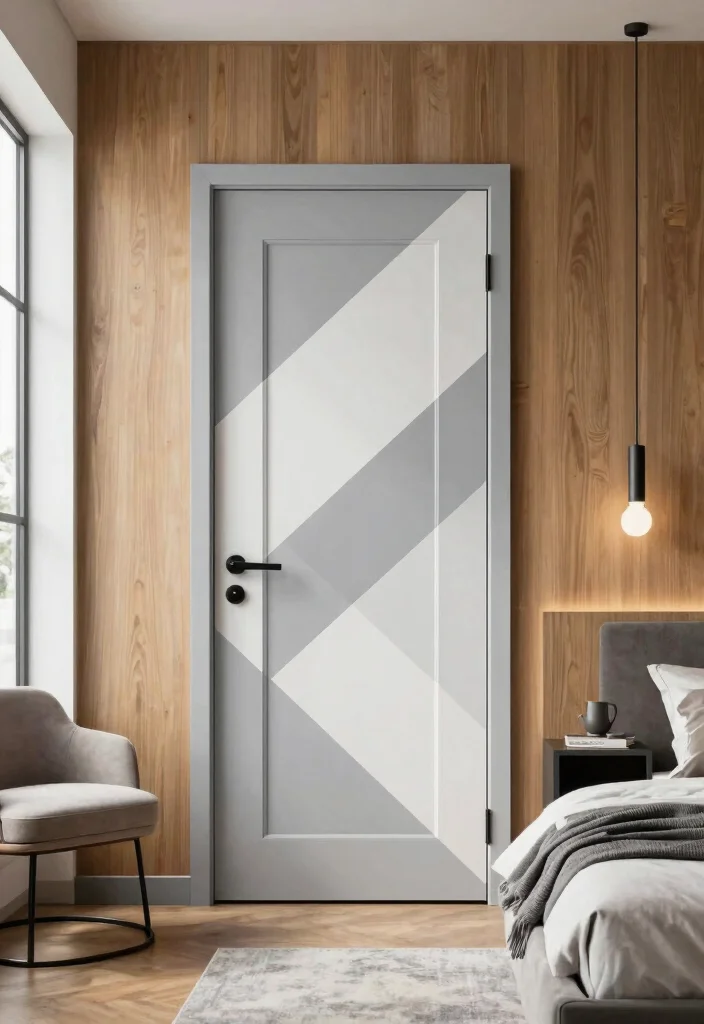 12 Bedroom Door Ideas to Elevate the Overall Look 27 12 Bedroom Door Ideas to Elevate the Overall Look 7. Modern Geometric Designs 0