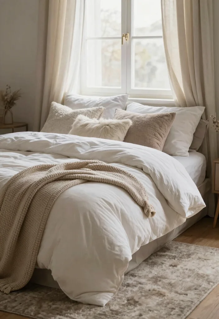 12 Bedroom Ideas for Everyday Comfort Minimalist Style Inspo 3. Layered Textiles 0