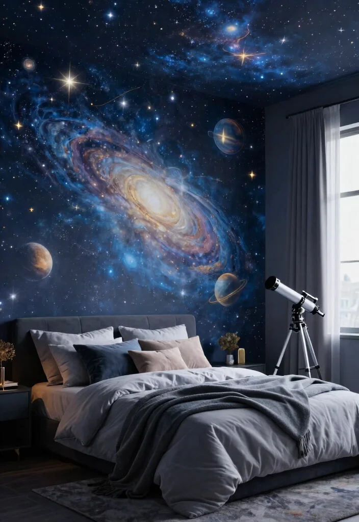 12 Bedroom Mural Ideas for Artistic Statement Walls 10. Celestial Murals 0