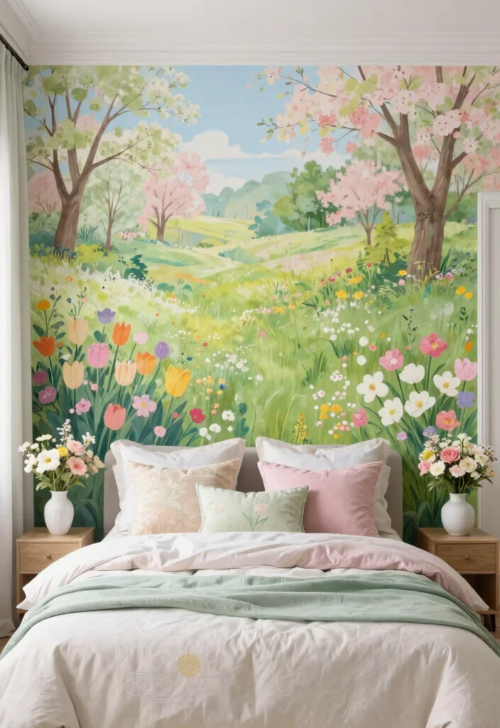 12 Bedroom Mural Ideas for Artistic Statement Walls 12. Seasonal Murals 0