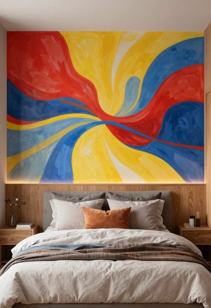 12 Bedroom Mural Ideas for Artistic Statement Walls 3. Abstract Art Murals 0