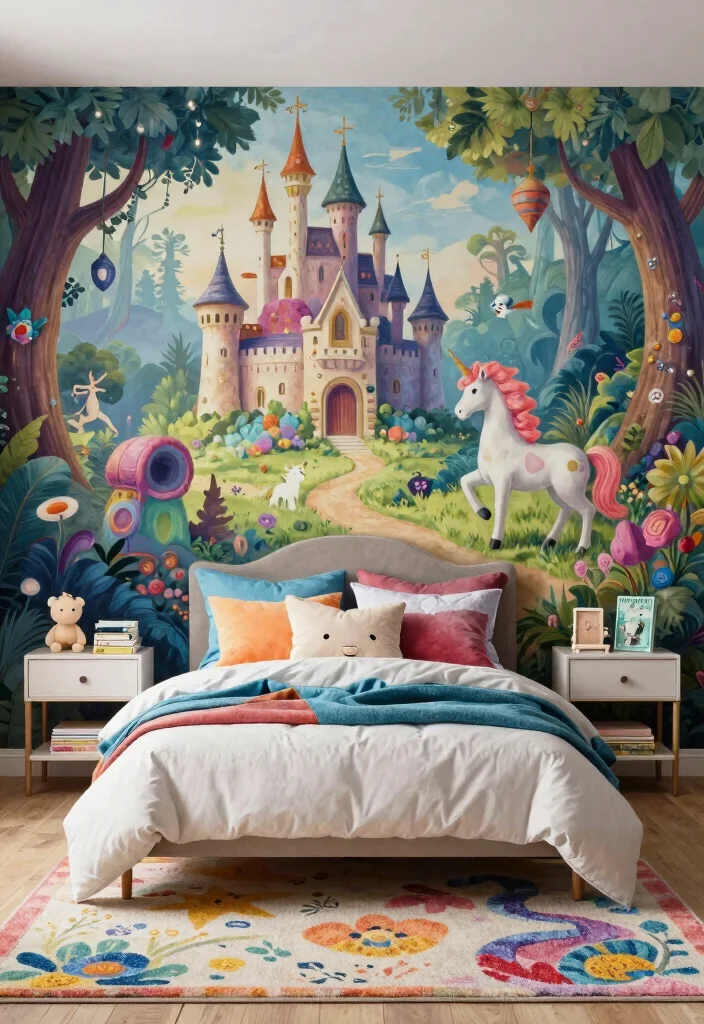 12 Bedroom Mural Ideas for Artistic Statement Walls 5. Whimsical Fantasy Murals 0