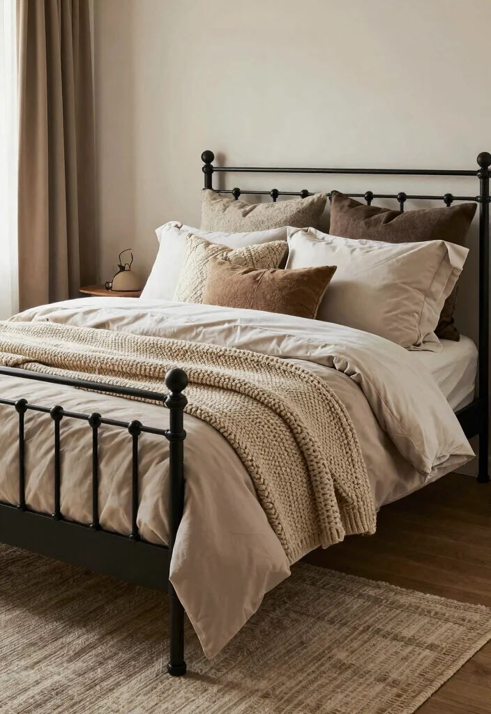 12 Black Iron Bed Frame Bedroom Ideas with Classic Edge 12. Textured Layers 0