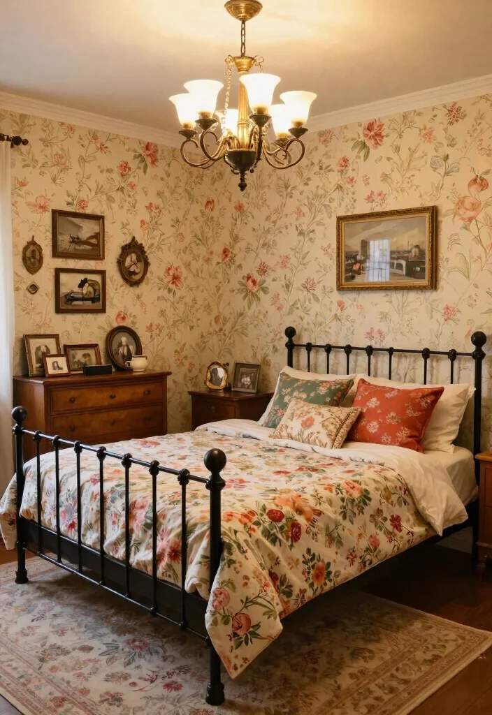 12 Black Iron Bed Frame Bedroom Ideas with Classic Edge 2. Vintage Charm 0