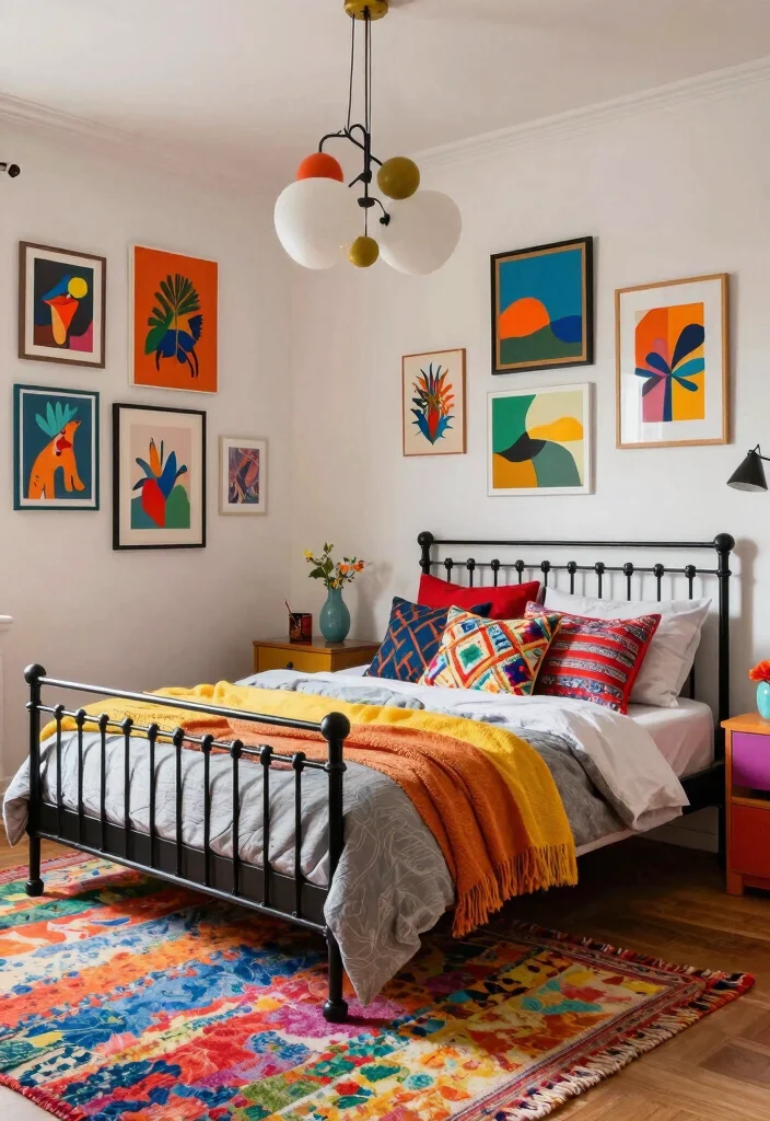 12 Black Iron Bed Frame Bedroom Ideas with Classic Edge 5. Artistic Flair 0