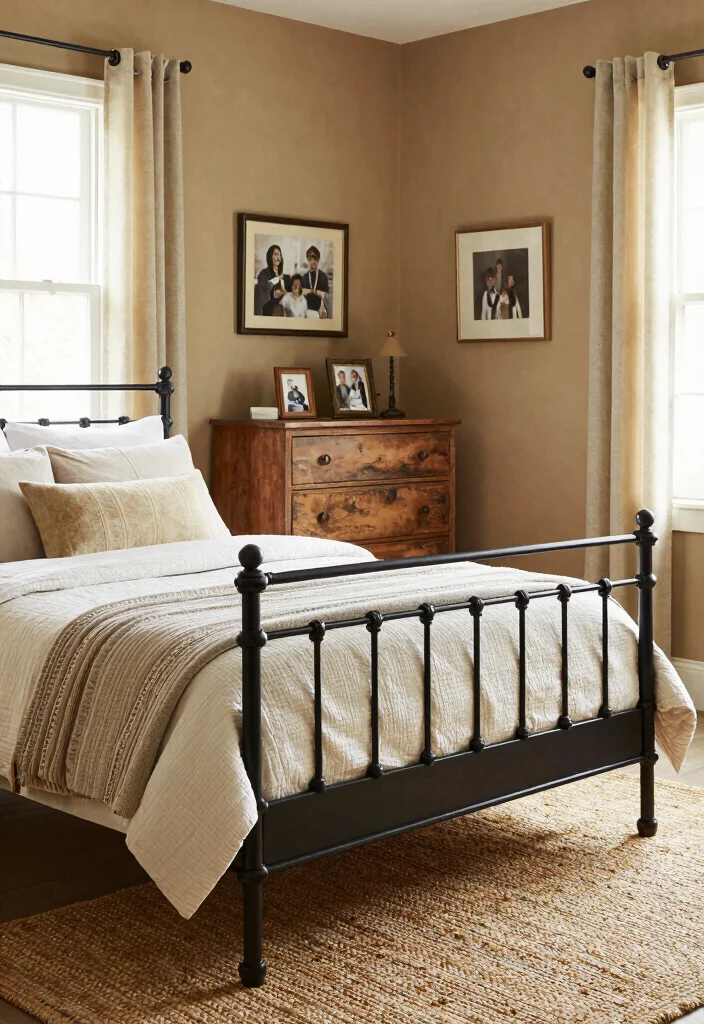 12 Black Iron Bed Frame Bedroom Ideas with Classic Edge 7. Farmhouse Vibes 0