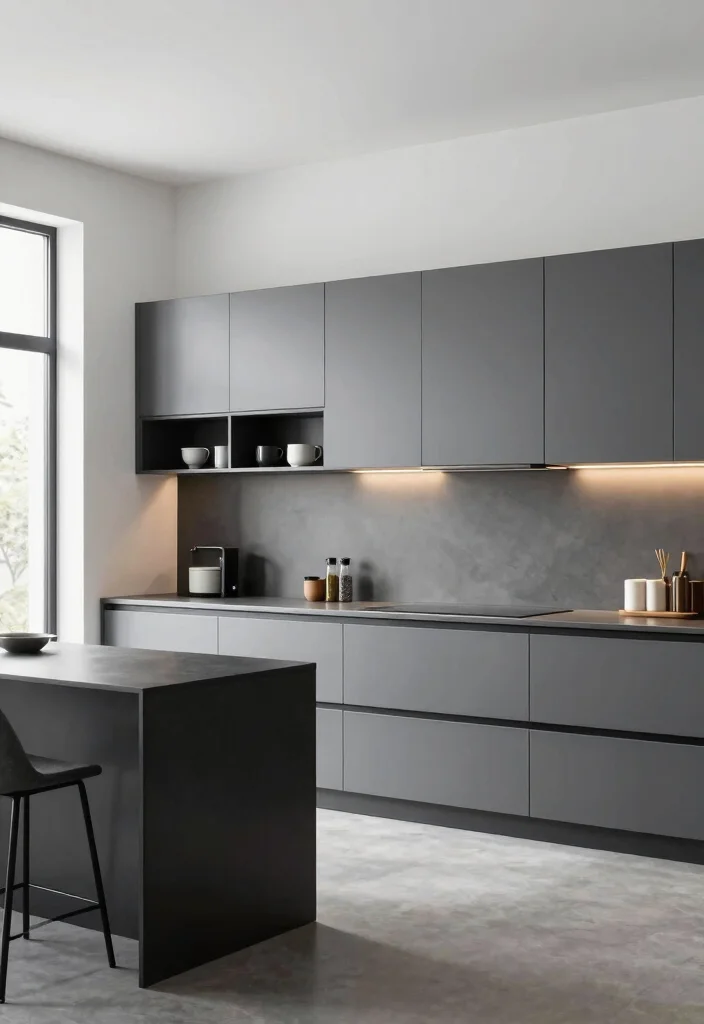 12 Black White and Grey Kitchen Ideas with Modern Contrast 1 12 Black White and Grey Kitchen Ideas with Modern Contrast 1. Sleek Grey Cabinets 0