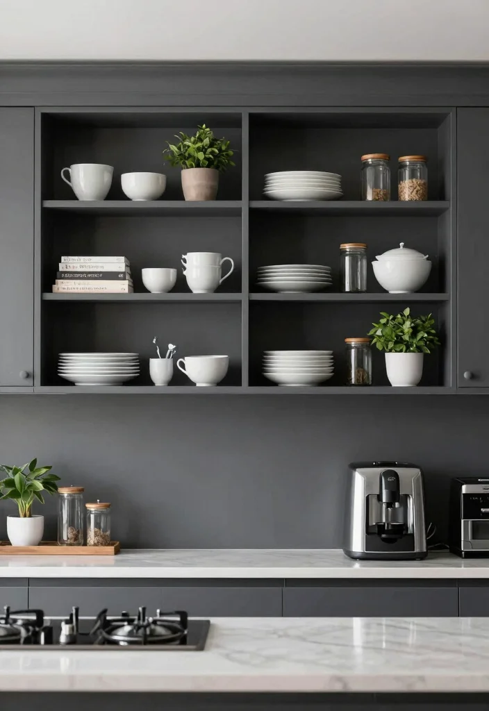 12 Black White and Grey Kitchen Ideas with Modern Contrast 25 12 Black White and Grey Kitchen Ideas with Modern Contrast 5. Open Shelving 0