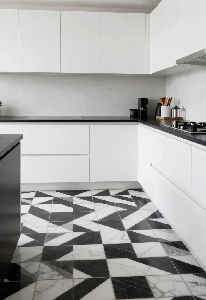 12 Black White and Grey Kitchen Ideas with Modern Contrast 26 12 Black White and Grey Kitchen Ideas with Modern Contrast 6. Black and White Tile Patterns 0