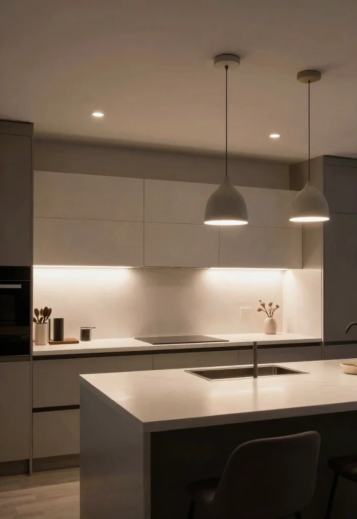 12 Black White and Grey Kitchen Ideas with Modern Contrast 38 12 Black White and Grey Kitchen Ideas with Modern Contrast 8. Layered Lighting 0