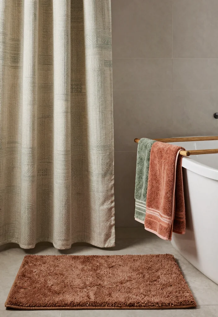 12 Brown Bathroom Decor Ideas for Warm Earthy Styling 13 12 Brown Bathroom Decor Ideas for Warm Earthy Styling 3. Earthy Textiles 0