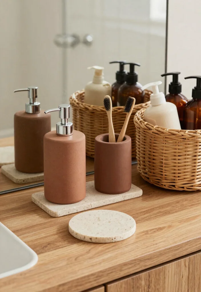 12 Brown Bathroom Decor Ideas for Warm Earthy Styling 25 12 Brown Bathroom Decor Ideas for Warm Earthy Styling 5. Unique Brown Bathroom Accessories 0