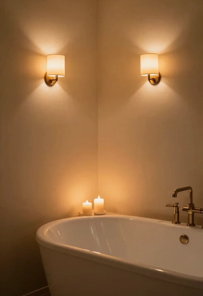 12 Brown Bathroom Decor Ideas for Warm Earthy Styling 26 12 Brown Bathroom Decor Ideas for Warm Earthy Styling 6. Warm Lighting Solutions 0