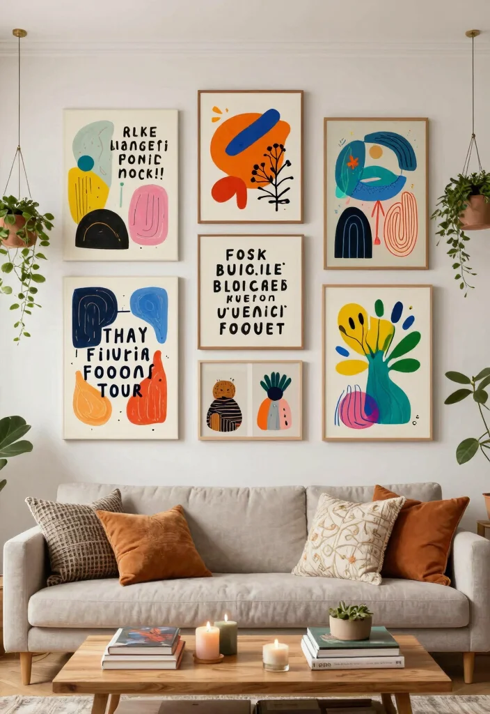 12 Canvas Picture Wall Ideas for Living Room Decor 3. Eclectic Mix 0