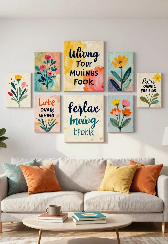 12 Canvas Picture Wall Ideas for Living Room Decor 6. Inspirational Quotes 0