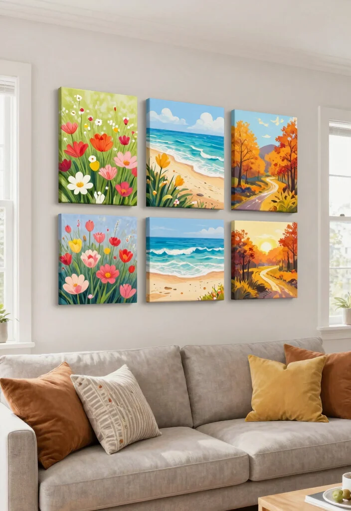 12 Canvas Picture Wall Ideas for Living Room Decor 9. Seasonal Switch 0