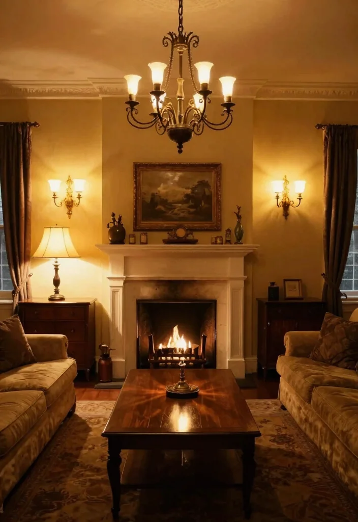 12 Colonial Living Room Ideas with Classic Elegance 34 12 Colonial Living Room Ideas with Classic Elegance 4. Elegant Lighting Fixtures 0