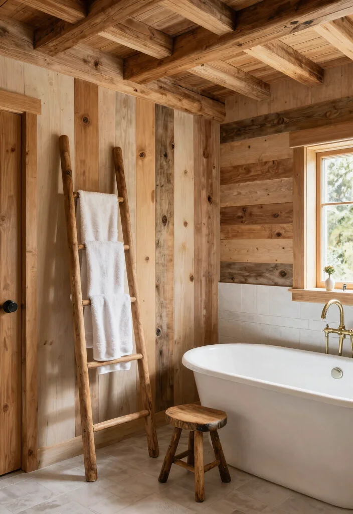 12 Country Style Bathroom Ideas with Timeless Charm 3. Rustic Wood Accents 0