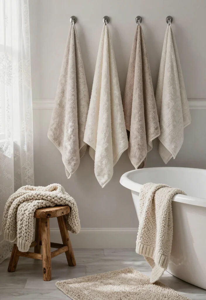 12 Country Style Bathroom Ideas with Timeless Charm 5. Cozy Textiles 0