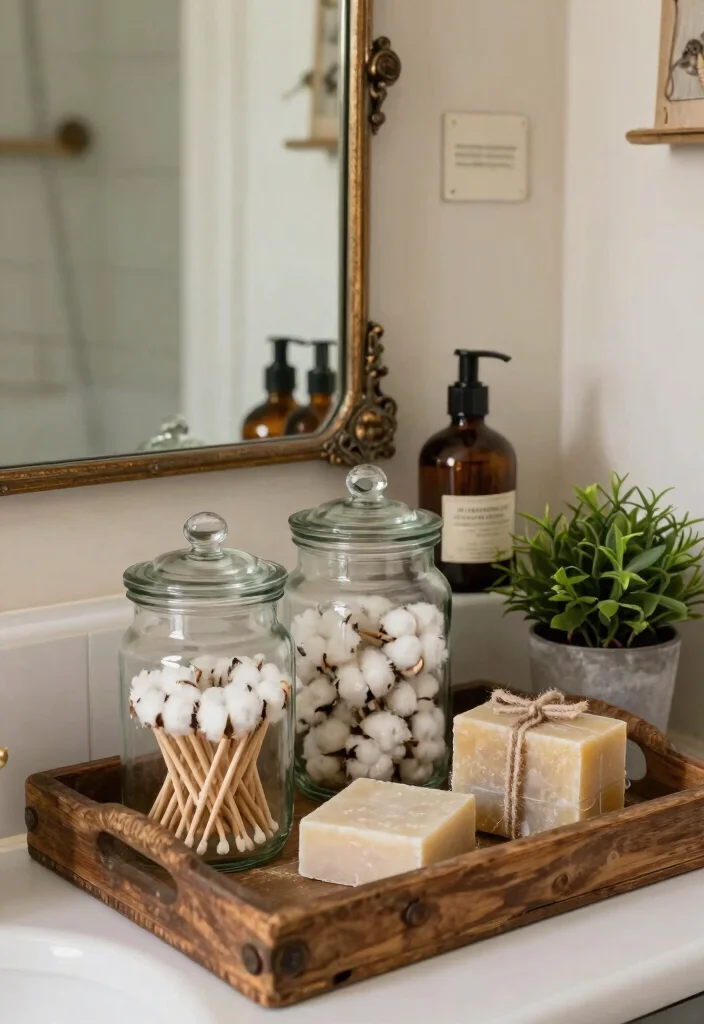 12 Country Style Bathroom Ideas with Timeless Charm 6. Vintage Bathroom Accessories 0