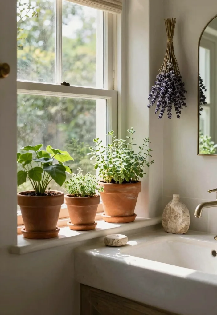 12 Country Style Bathroom Ideas with Timeless Charm 7. Nature Inspired Elements 0