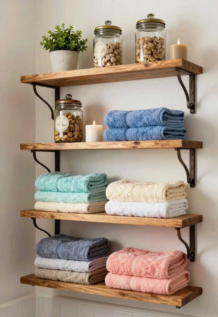 12 Country Style Bathroom Ideas with Timeless Charm 8. Open Shelving 0