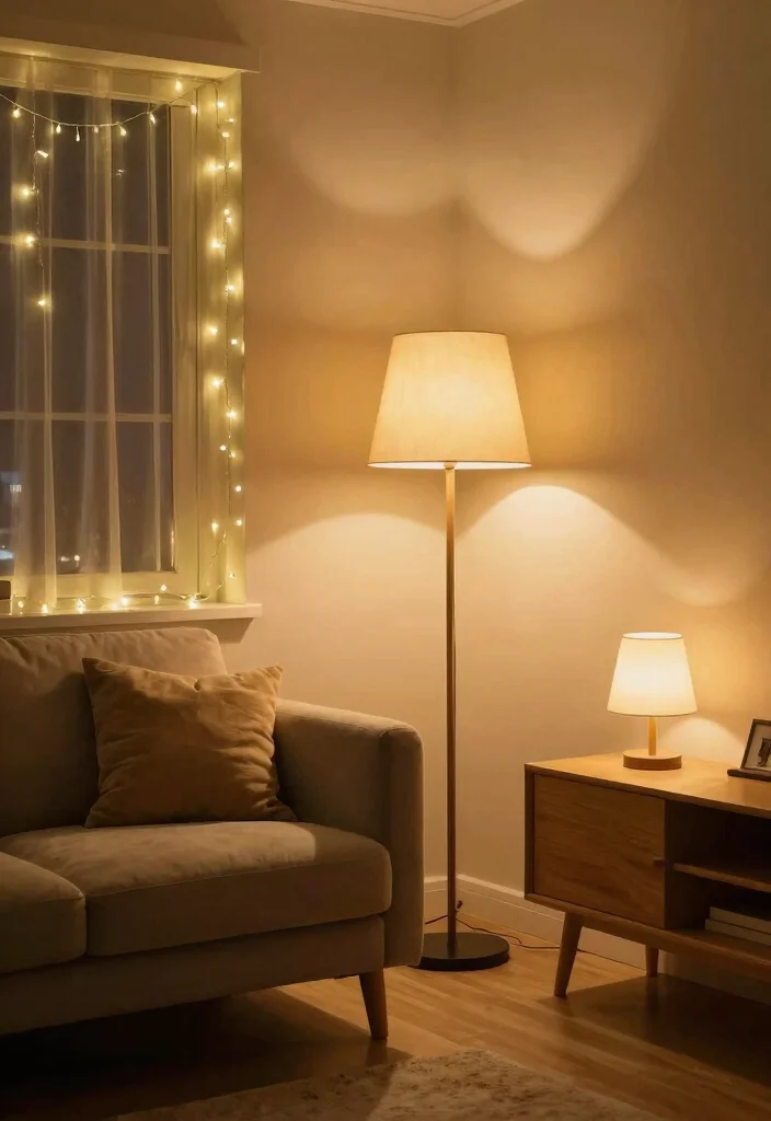 12 Cozy Apartment Living Room Ideas That Feel Inviting 4. Incorporate Warm Lighting 0