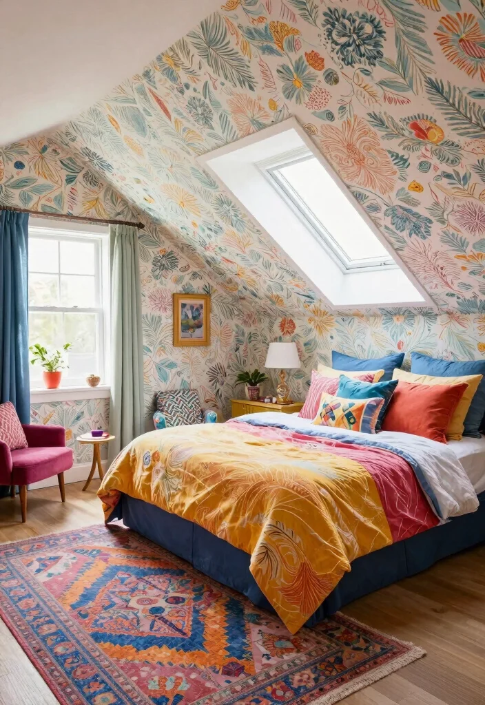 12 Dormer Bedroom Ideas That Use Sloped Ceilings Well 24 12 Dormer Bedroom Ideas That Use Sloped Ceilings Well 4. Play with Color and Patterns 0