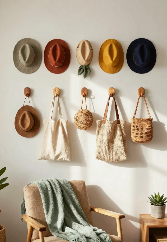 12 Eco-Friendly Living Room Niche Ideas for Storage and Display 27 12 Eco Friendly Living Room Niche Ideas for Storage and Display 7. Artistic Wall Hooks 0