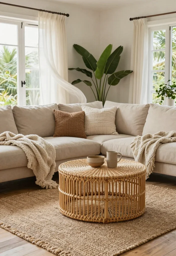 12 Florida Living Room Ideas with Light Coastal Vibes 3. Natural Textures 0