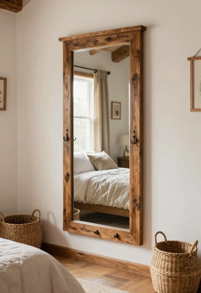 12 Full Length Bedroom Mirror Ideas for Style and Function 36 12 Full Length Bedroom Mirror Ideas for Style and Function 6. Rustic Wood Mirror with Hooks 0