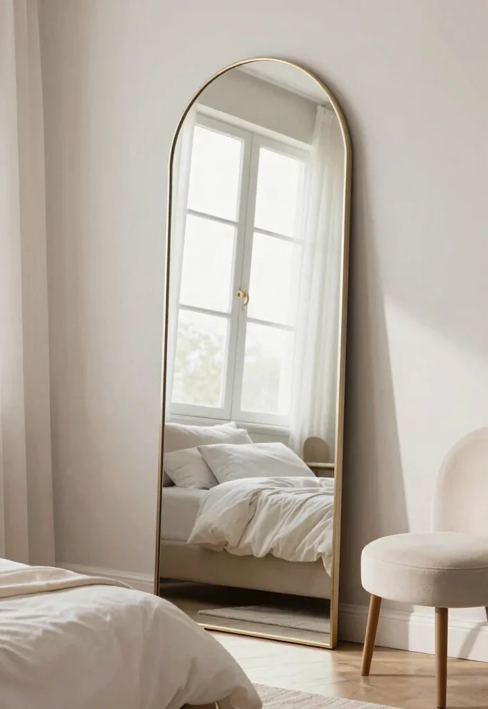 12 Full Length Bedroom Mirror Ideas for Style and Function 37 12 Full Length Bedroom Mirror Ideas for Style and Function 7. Elegant Arched Mirror 0