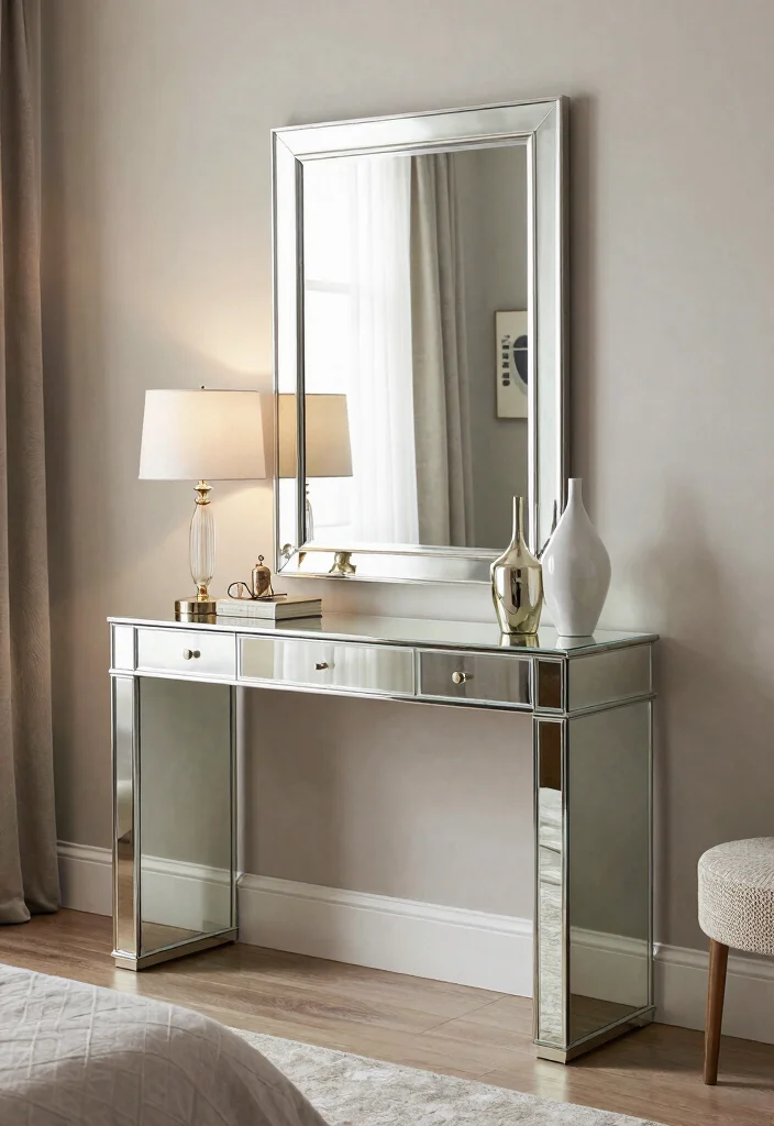 12 Full Length Bedroom Mirror Ideas for Style and Function 49 12 Full Length Bedroom Mirror Ideas for Style and Function 9. Glamorous Mirrored Console with a Full Length Mirror 0