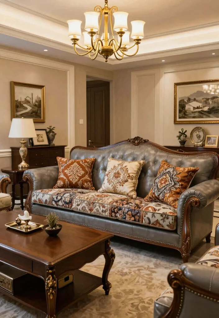 12 Gray Leather Couch Living Room Ideas with Modern Style 10. Classic Elegance 0