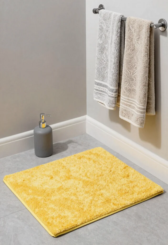 12 Gray and Yellow Bathroom Ideas for Fresh Contrast 62 12 Gray and Yellow Bathroom Ideas for Fresh Contrast 12. Gray and Yellow Bath Accessories 0