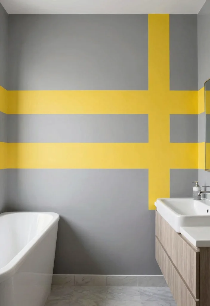 12 Gray and Yellow Bathroom Ideas for Fresh Contrast 39 12 Gray and Yellow Bathroom Ideas for Fresh Contrast 9. Accent Walls with Gray and Yellow Paint 0