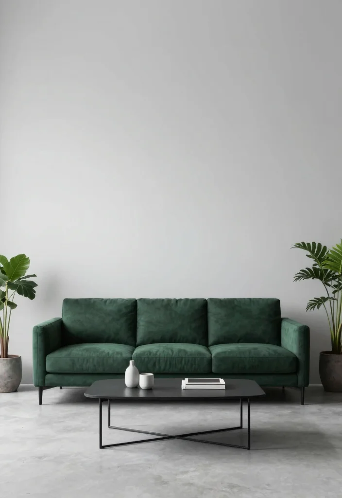 12 Green Sofa Living Room Ideas for Fresh Color 50 12 Green Sofa Living Room Ideas for Fresh Color 10. Contemporary Dark Green for Minimalist Design 0