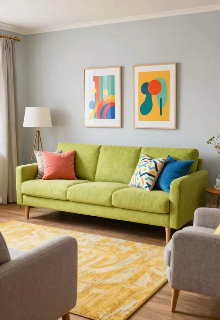 12 Green Sofa Living Room Ideas for Fresh Color 38 12 Green Sofa Living Room Ideas for Fresh Color 8. Playful Lime Green for a Fun Environment 0