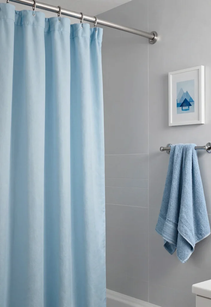 12 Grey Bathroom Ideas with a Pop of Color 11. Subtle Blue Tones 0