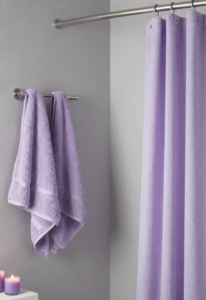 12 Grey Bathroom Ideas with a Pop of Color 9. Soft Lavender Highlights 0