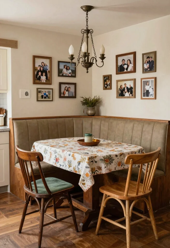12 Kitchen Booth Ideas for Cozy Casual Dining 13 12 Kitchen Booth Ideas for Cozy Casual Dining 3. Vintage Finds and Antique Accents 0
